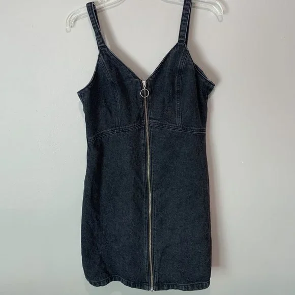Topshop Size 8 Moto Zipper Denim Dress